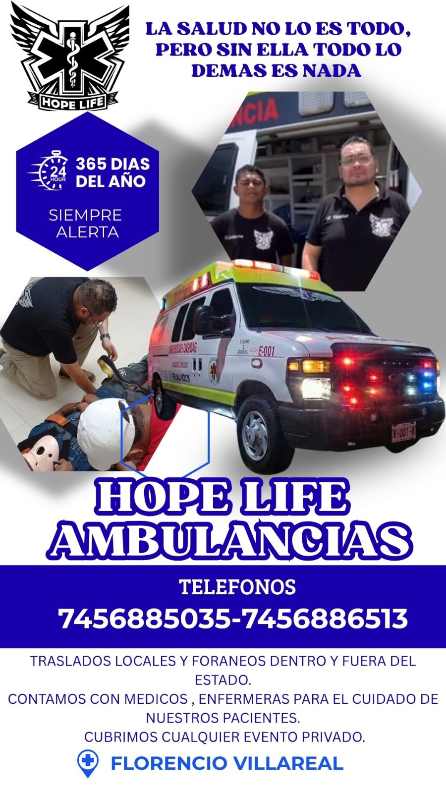 Ambulancia Hope Life y equipo